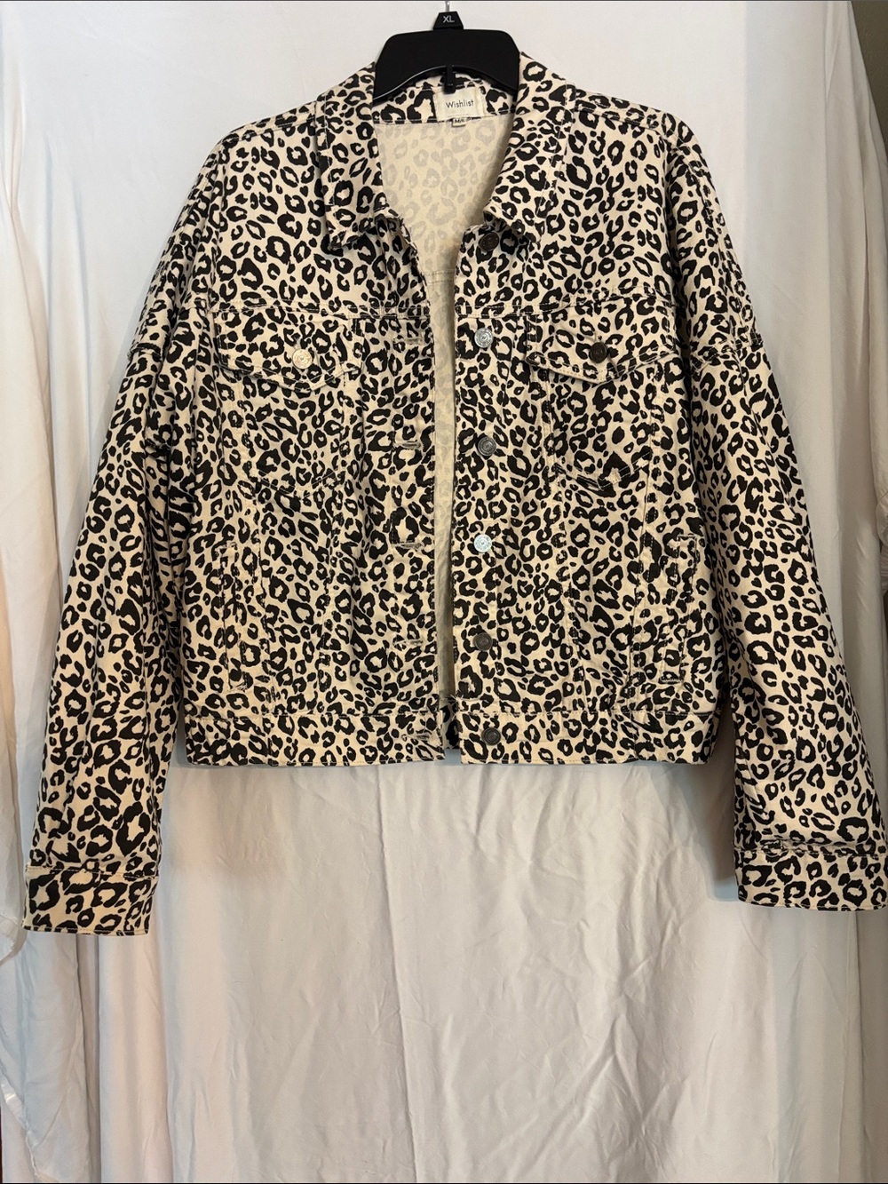 Wishlist Leopard Print Jean Jacket in Beige and Black